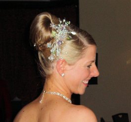 Wedding hair up style with crystal hair accessory